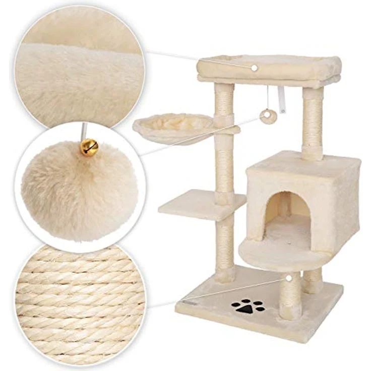 lionto Kratzbaum Kletterbaum Katzenkratzbaum Katzenbaum Höhe 93 cm, beige – Bild 4