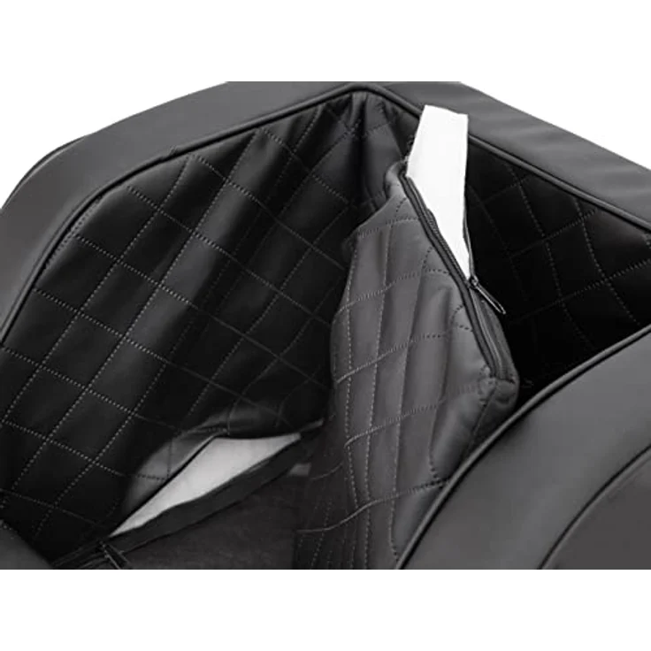 DOGGY Hundeautositz, Hundebox, Hundebett, Transportboxen, Rückbank, Hundedecke, Hundekörbchen, Katzenbett, für kleine Hunde, Schwarz Leder (46x46x31 cm) – Bild 5