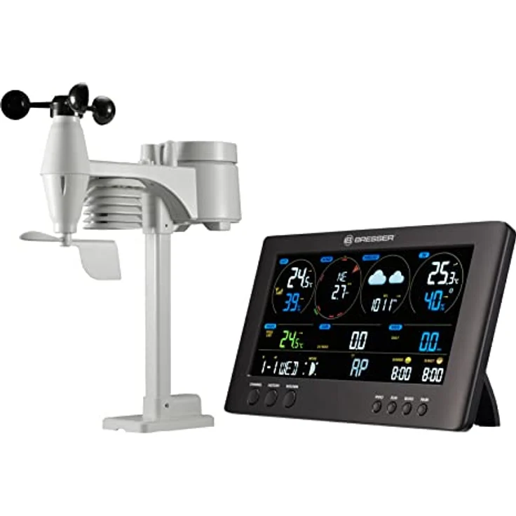 Bresser 7002586 Wetterstation Funk mit Aussensensor ClearView Wettercenter mit WLAN und 7-in-1 Profi-Sensor für Wind, Luftfeuchtigkeit, Temperatur, Niederschlag, UV-Level und Lichtintensität, Schwarz - Preisvergleich – Bild 4