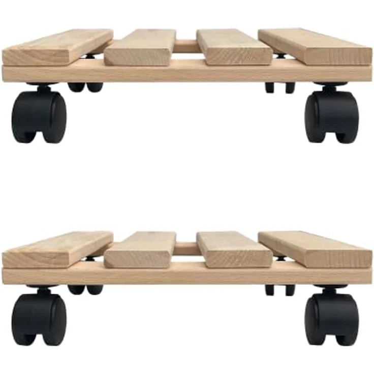 2 Pflanzenroller Holz MASSIV eckig 30 cmx 30 cm bis 120 KG – Bild 2