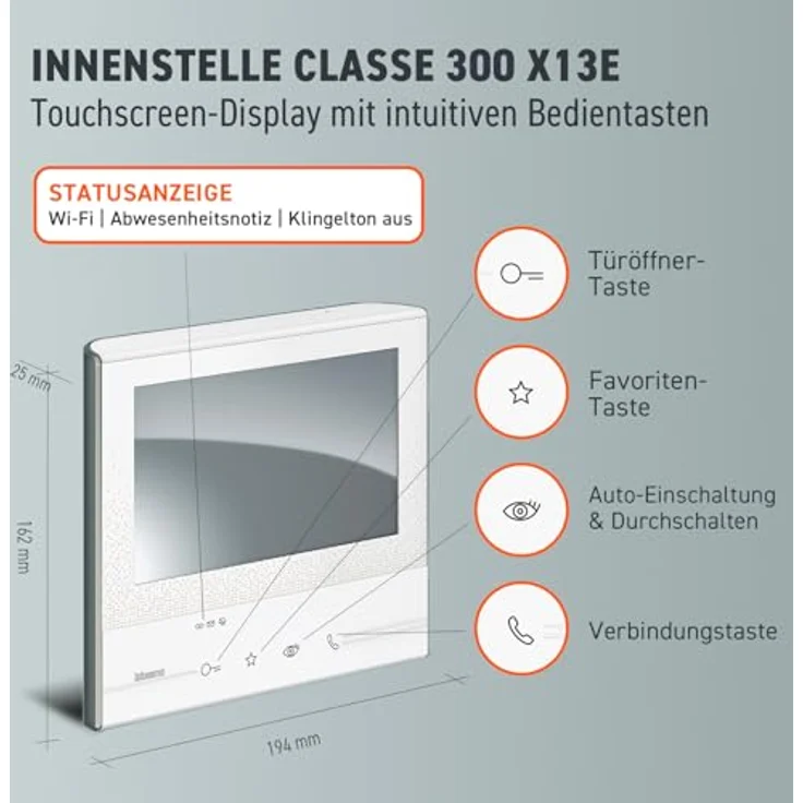 Legrand, Classe 300 X13E Video-Innenstelle mit 7-Touchscreen, 4 sensitiven Tasten und Smartphone Anbindung zur Erweiterung des Sets 363911, 344642 – Bild 5