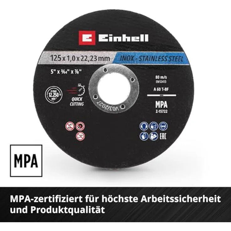 Einhell Trennscheiben Metall, 10-tlg., Ø 125 mm, MPA-zertifiziert für präzises und schnelles Trennen – Bild 4