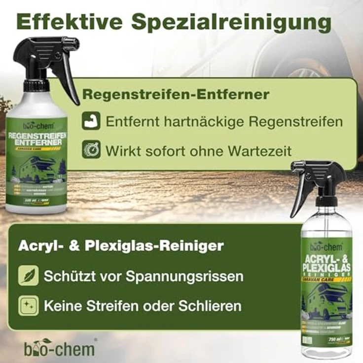 bio-chem Caravan Außenpflege PROFI-SET 6-teilig Allzweckreiniger, Entfernt Grünbelag, Regenstreifen & Fingerabdrücke – Bild 4