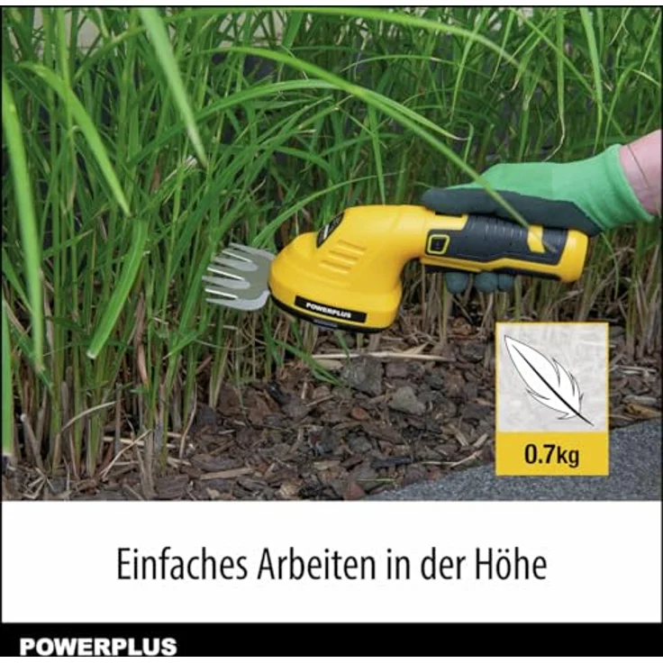 Powerplus POWXG2034 Rasen-/Strauchschere, 8V Akku-Heckenschneider mit ergonomischem Griff, gelb – Bild 4