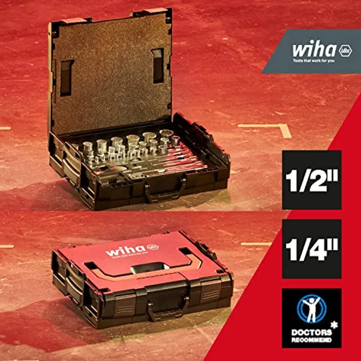 WIHA Steckschlüssel- und Bit Set 1/4 und 1/2 Doppel-und Sechskant Metrisch, 60-tlg. in L-Boxx – Bild 6