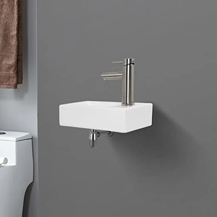 Ibergrif Hänge-Waschbecken, 29x20.5x9 CM, Einfache Reinigung und Installation, Geeignet für Badezimmer, Weiß, Keramikmaterial – Bild 3