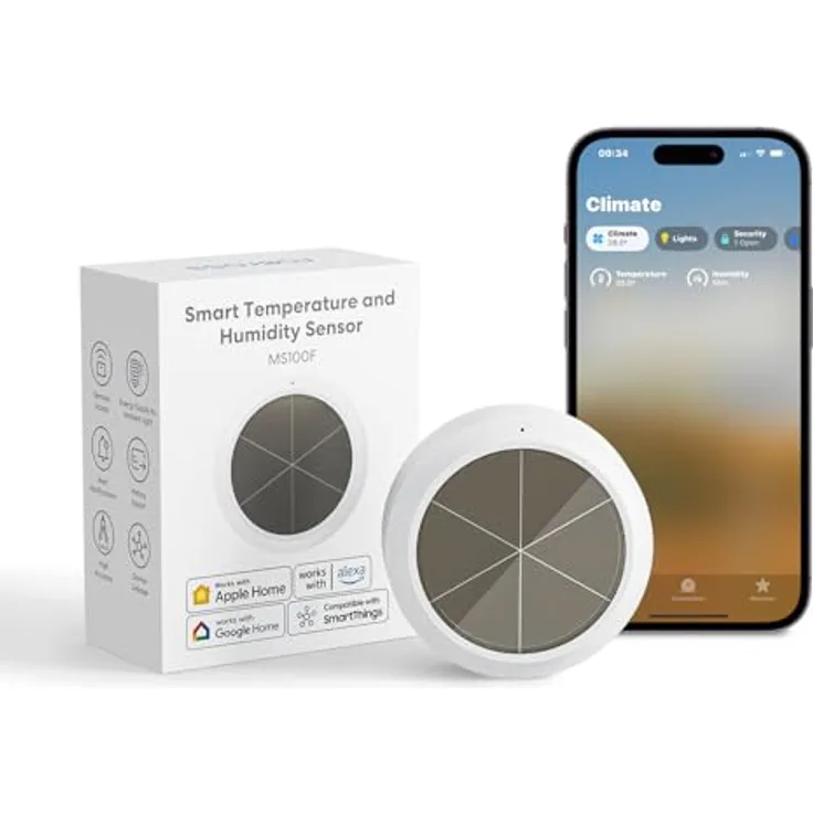 Meross Smart Temperatur-/Feuchte-Sensor (ohne Hub), Thermometer + Hygrometer, präzise Messung, kompatibel mit Apple HomeKit, Amazon Alexa, Google Assistant, weiß