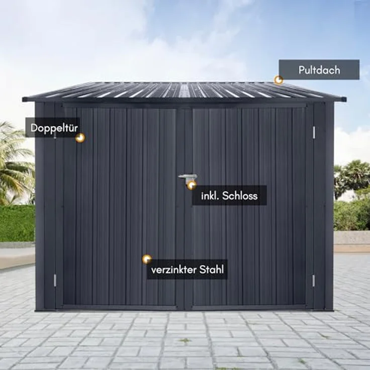 Albatros Premium Fahrradgarage, verzinktes Metall in Anthrazit (RAL 7016) für bis zu 4 Fahrräder, wetterfest und stabil, 259x313x192cm – Bild 5