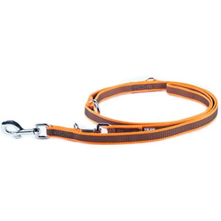 JULIUS K-9 IDC Color & Gray verstellbare Hundeleine mit Doppelkarabiner, 20 mm x 2,2 m, strapazierfähiger Textilstoff in Orange-Grau – Bild 1