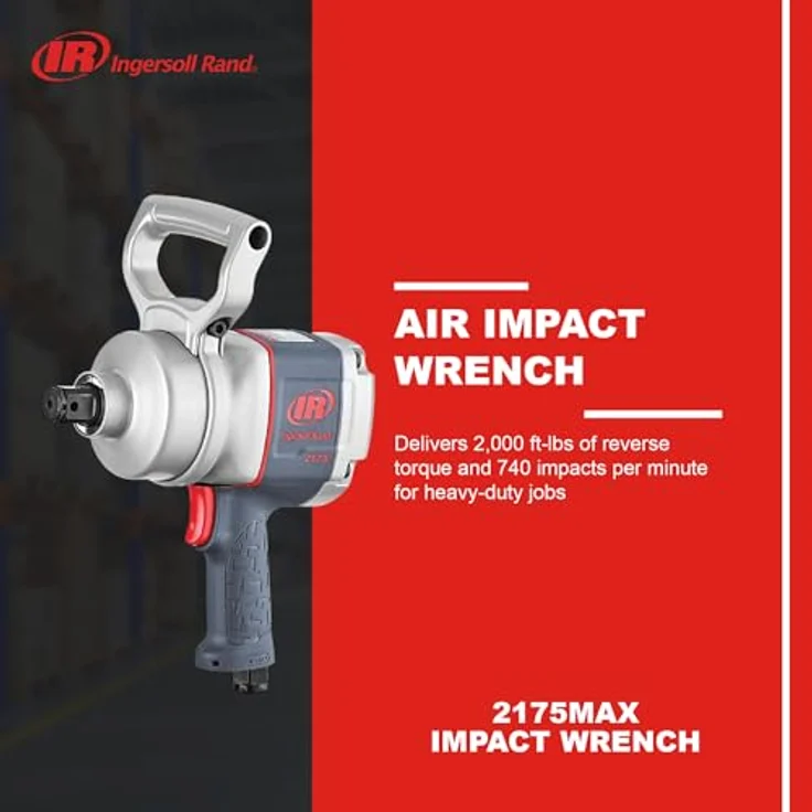 Ingersoll-Rand Druckluft Schlagschrauber 2175MAX, 2,5 cm, max. 600 m lbs, grau mit 360 Grad verstellbarem Pistolengriff und umgekehrtem Drehmoment – Bild 2