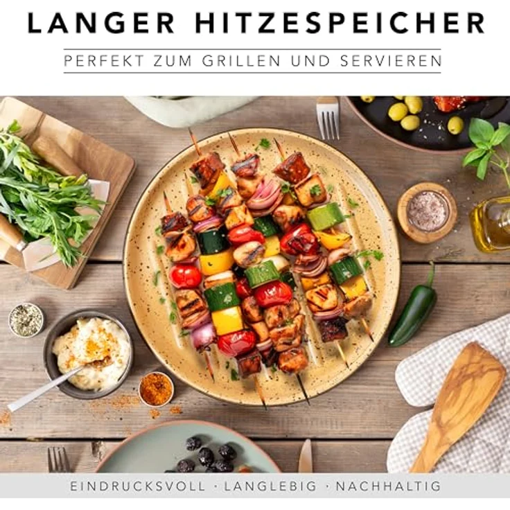 Römertopf Lafer BBQ Plancha rund mit Grillstegen Ø 31,5 cm – Bild 4