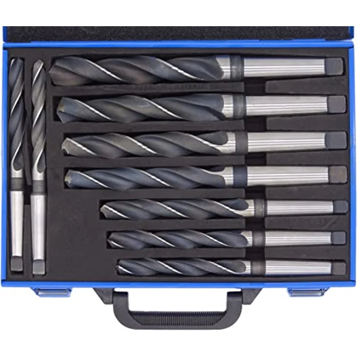 PeTools Spiralbohrer Set 9 tlg. HSS Konus-Bohrer, Stahlbohrer 14,5-30mm, Morsekegel MK MK2, MK3 DIN345 in Dampfangelassener Oberflächenbehandlung – Bild 2