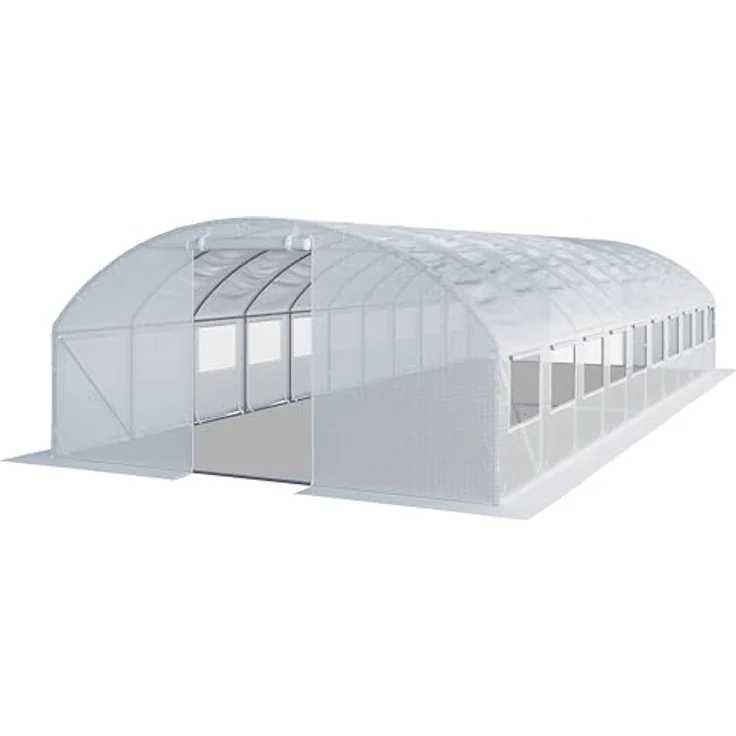 TOOLPORT Foliengewächshaus Gewächshaus 4x10m stabil & langlebig mit Fenster - reißfeste PE Plane 180g/m² weiß transparent – Bild 1