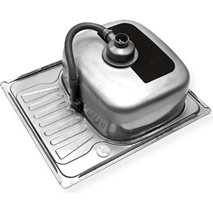 Stabilo Sanitär Küchenspüle, Alfa 2R, 58/18 cm, Edelstahl, rechteckig mit Ablage und Zubehör – Bild 7