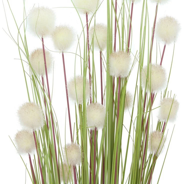 Dekoleidenschaft Kunstpflanze Dekobündel "Blütenkugel", 105 cm hoch, Kunstgras mit weißen Blüten Gras, Ziergras – Bild 1