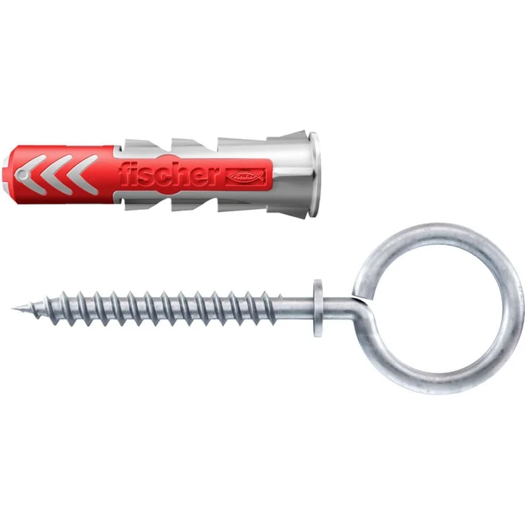 Fischer DuoPower 6 x 30 mm Dübelset, 2-Komponenten-Technologie für optimale Haltewerte, inkl. Ösenschraube