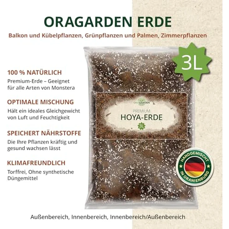 OraGarden Hoya Erde Spezialerde für Kübelpflanzen Zimmerpflanzen zur Umpflanzung (3L) – Bild 4