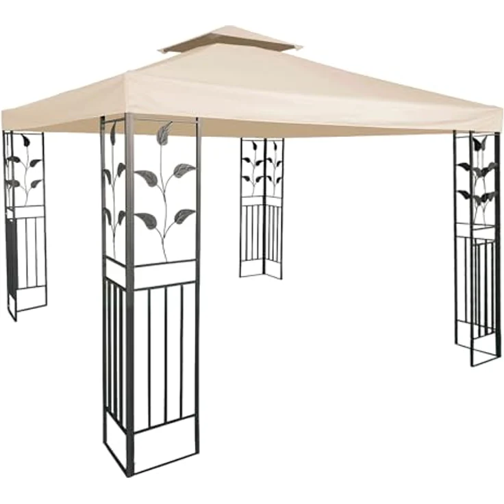 Pavillon Ersatzdach wasserdicht mit PVC Beschichtung 3 x 3 Meter - beige - Pavillondach mit Kaminabzug - Universal Garten Party Pavillon Dach Sonnenschutz – Bild 2
