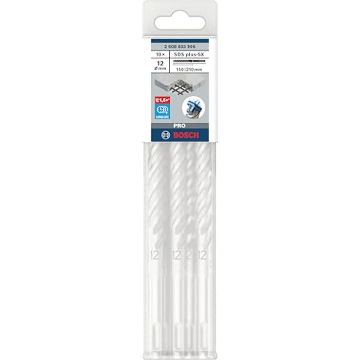 Bosch 10x PRO SDS plus-5X Hammerbohrer, für Stahlbeton und Beton, Ø 12,00 mm, Professional Zubehör Bohrhammer – Bild 2