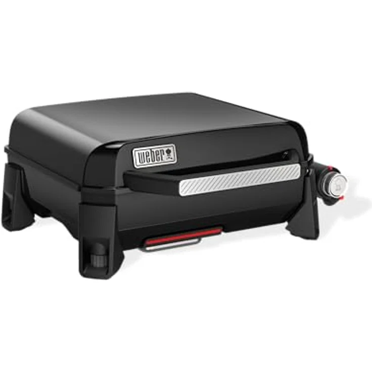 Weber SLATE GP 43 Premium Plancha Gasgrill, portabel, 43 x 41cm Grillfläche, porzellanemaillierte Antihaft-Grillfläche, höhenverstellbare Füße - Schwarz – Bild 4