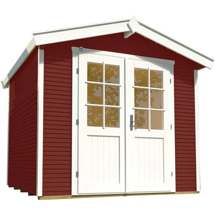 WEKAHOLZBAU BBH 28 mm, Gartenhaus aus 28 mm Blockbohlen, rot, 295 x 209 cm mit Massivholzboden und Satteldach