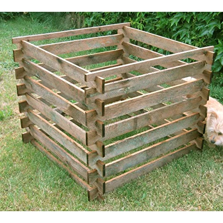Gartenpirat Komposter Garten aus Holz – Mit Stecksystem für einfachen Aufbau – Witterungsbeständig & umweltfreundlich – 380 Liter – 90 x 90 x 70 cm, braun – Bild 2