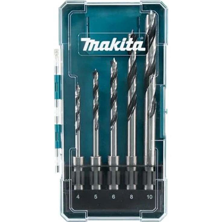 Makita SDS-plus Holzbohrer Set 5 tlg., geeignet zum Bohren von Holz, inklusive Bohrergrößen 4-10 mm in Kunststoffbox – Bild 1