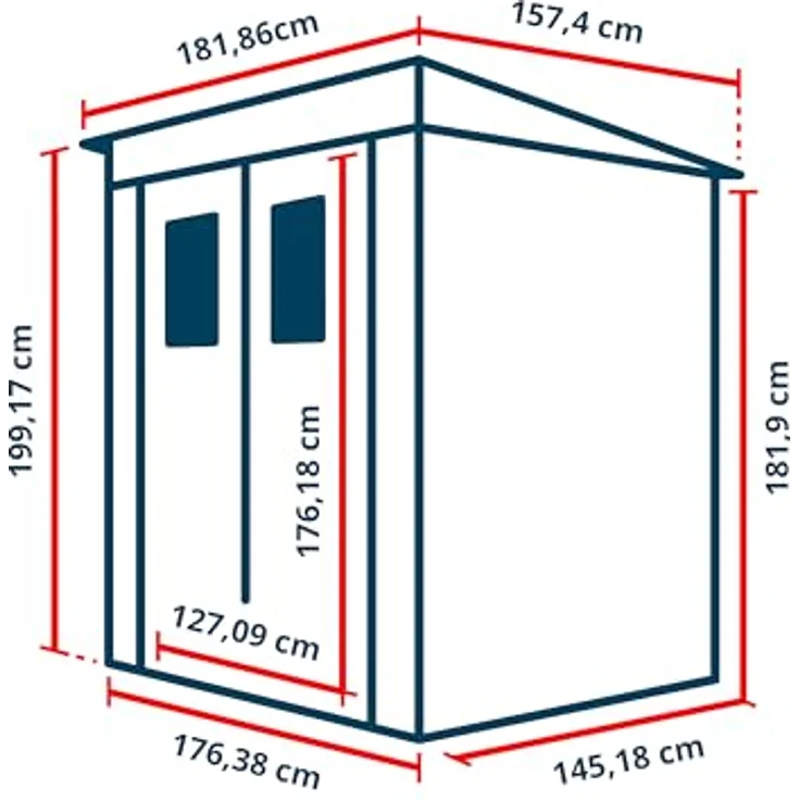 GFP Primeyard Kunststoffgerätehaus 176x145x199 cm, anthrazit Gartenhaus mit Geräteschuppen-Funktion – Bild 4