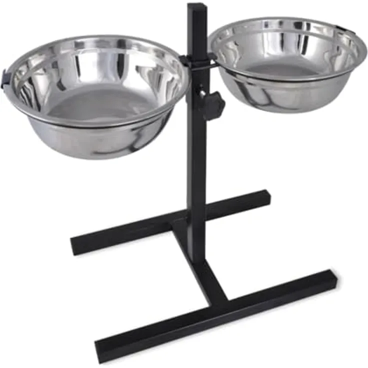 Futternapf Höhenverstellbar Hundebar Wassernapf Napfständer, 2 x 4,1L Edelstahlnäpfe
