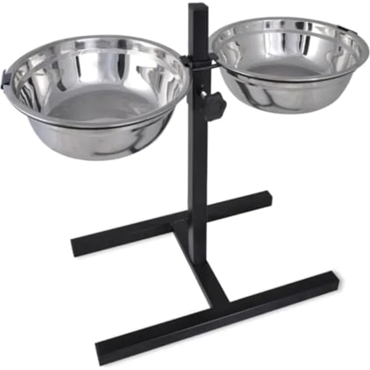 Futternapf Höhenverstellbar Hundebar Wassernapf Napfständer, 2 x 4,1L Edelstahlnäpfe – Bild 1