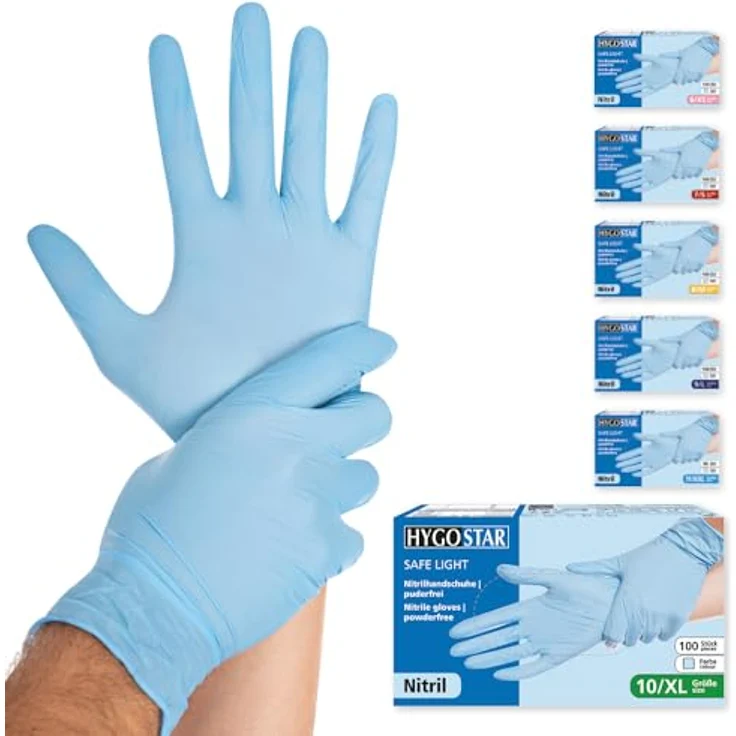 100 Stk Nitril Handschuhe Safe Light puderfrei blau 10 – Bild 2