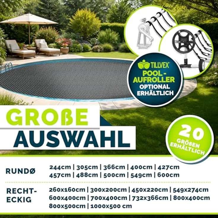 tillvex® Elite Pool Solarfolie 400 µm, rechteckig 260x160 cm, Premium Solarplane ProHeat QB4, zuschneidbar, für Wassererwärmung mit Poolheizung – Bild 9