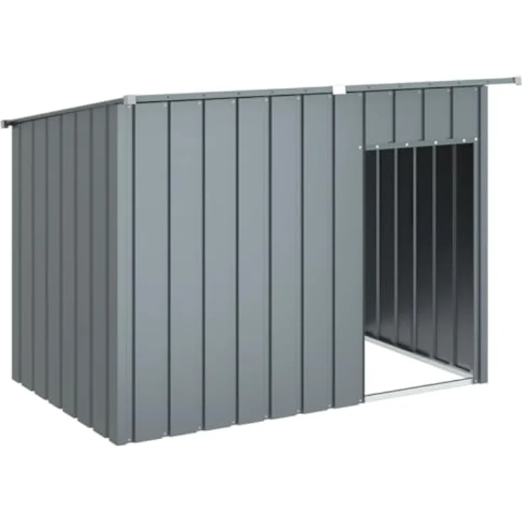 vidaXL Hundehütte mit Dach Anthrazit 153x91x110 cm Verzinkter Stahl – Bild 1
