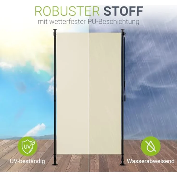 Juskys Senkrechtmarkise Barbados 100x310 cm - Beige, wetterfest, UV-beständig, ohne Bohren - Markise für Garten und Balkon – Bild 4
