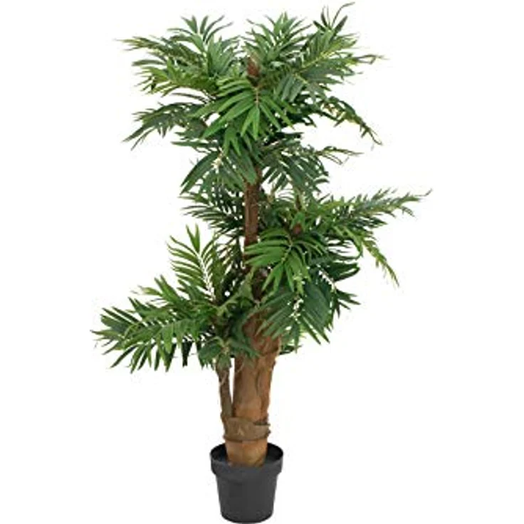EUROPALMS Areca Palme, Kunstpflanze 140cm mit Palmfaserstamm und textilen Blättern – Bild 1