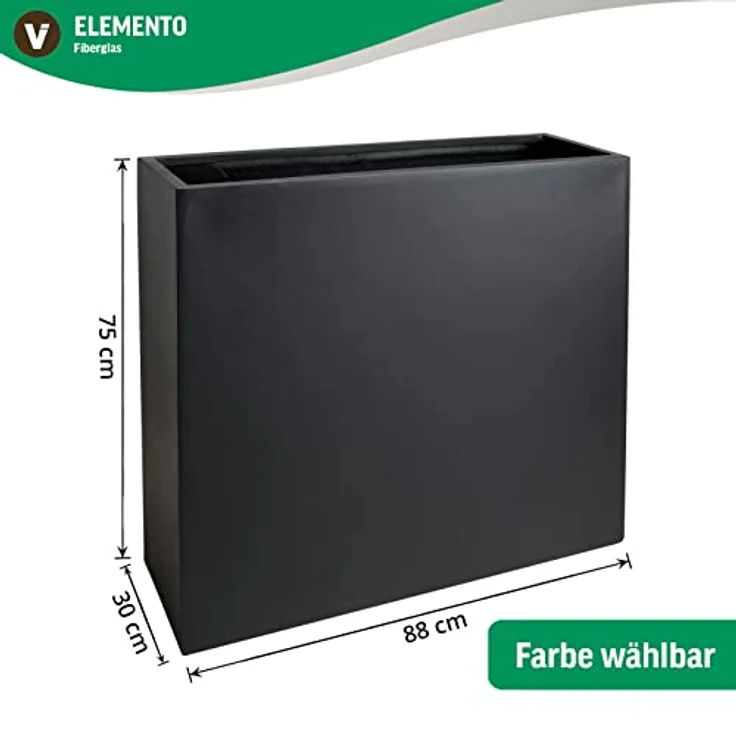 VIVANNO Pflanzkübel Fiberglas ELEMENTO Kasten - Grau Beton-Design, wetterfest, 88x30x75 cm – Bild 7