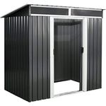 Zelsius Geräteschuppen mit Schiebetür (B) 238 x (T) 132 x (H) 180 cm | Anthrazit | Geräumiges Gartengerätehaus mit Fundament | Metall Gerätehaus mit Pultdach | Geräteschrank für Garten