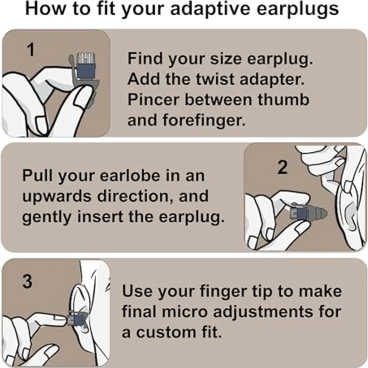 Mixx Adaptive Gehörschutzstöpsel, Assistive Audio Earplugs mit 3 Schutzstufen aus hypoallergenem Silikon, individuell anpassbar, für Reisen und Konzentration – Bild 6