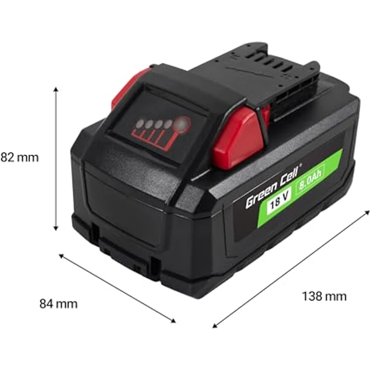 Green Cell GC-PTML18V8, 18V 5.0Ah Li-Ion Werkzeug-Akku, kompatibel mit Milwaukee M18, Ersatz-Akku HB8 4932471070 – Bild 6