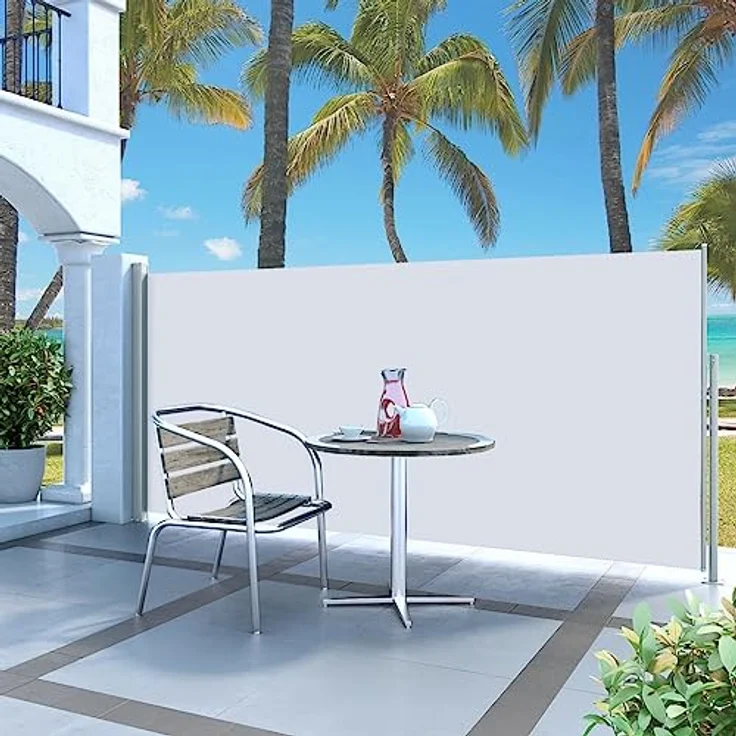 vidaXL Seitenmarkise 140x300cm Creme Sichtschutz Windschutz Sonnenschutz – Bild 2