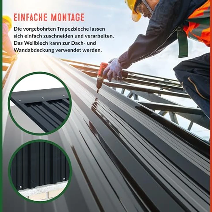 Deuba 12 x Profilblech Trapezblech 129cm x 45cm = 7 m² -Dachblech für Gerätehaus Anthrazit - Preisvergleich – Bild 4
