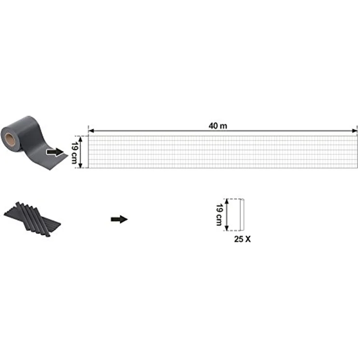 SONGMICS PVC Sichtschutzstreifen, Zaunfolie 40 m x 19 cm, extra dick und blickdicht, anthrazit, mit 25 Befestigungsclips – Bild 5