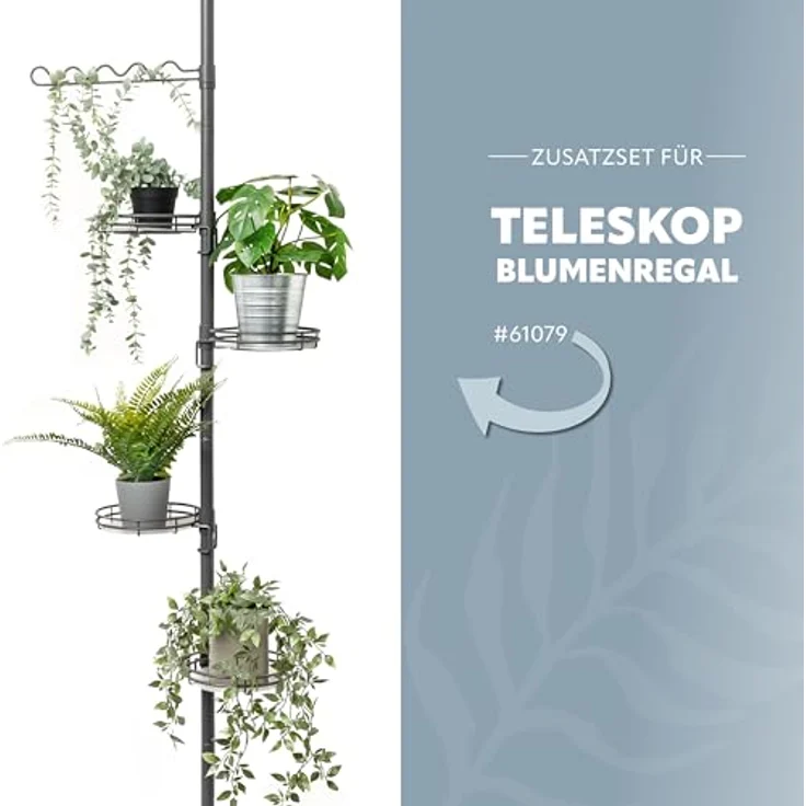 bremermann Zusatz-Pflanzenteller für Teleskop-Blumenregal 61079, grau, 19 cm Durchmesser, max. 2 kg Belastung, inklusive Kunststoffeinlage – Bild 3