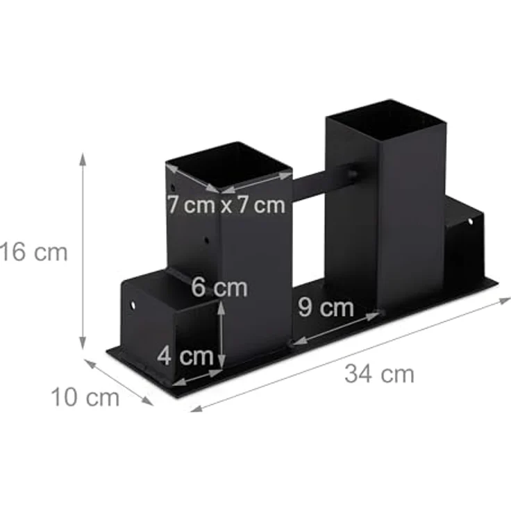 Relaxdays Holzstapelhilfe 2er Set, DIY Holzunterstand für Kanthölzer aus beschichtetem Stahl, schwarz, 16 x 34 x 10 cm – Bild 4