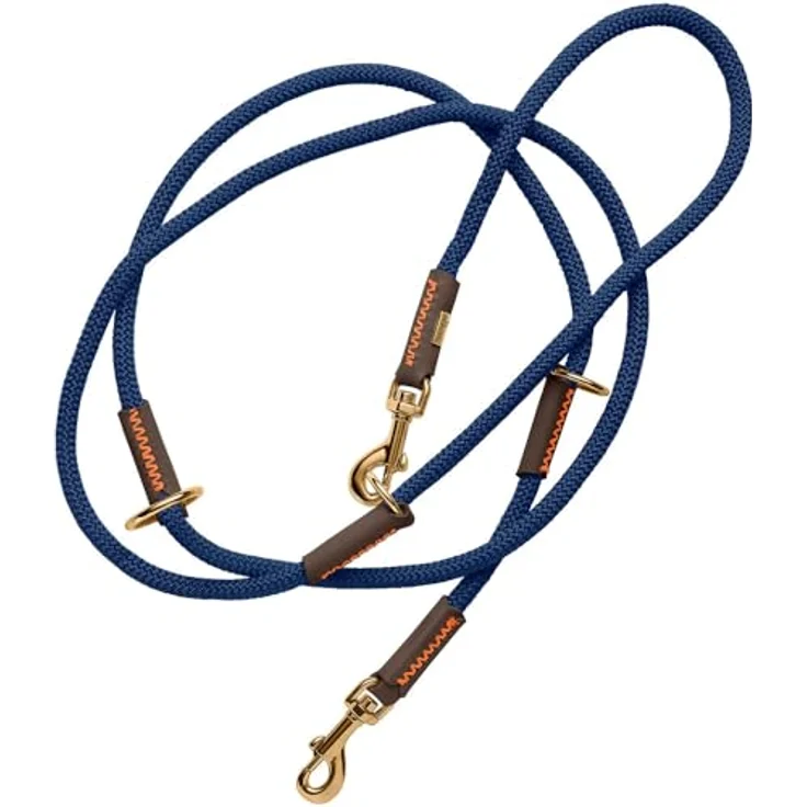 HUNTER Verstellbare Führleine Malia dunkelblau/Dunkelbraun, 3-fach verstellbar, Made in Germany – Bild 1
