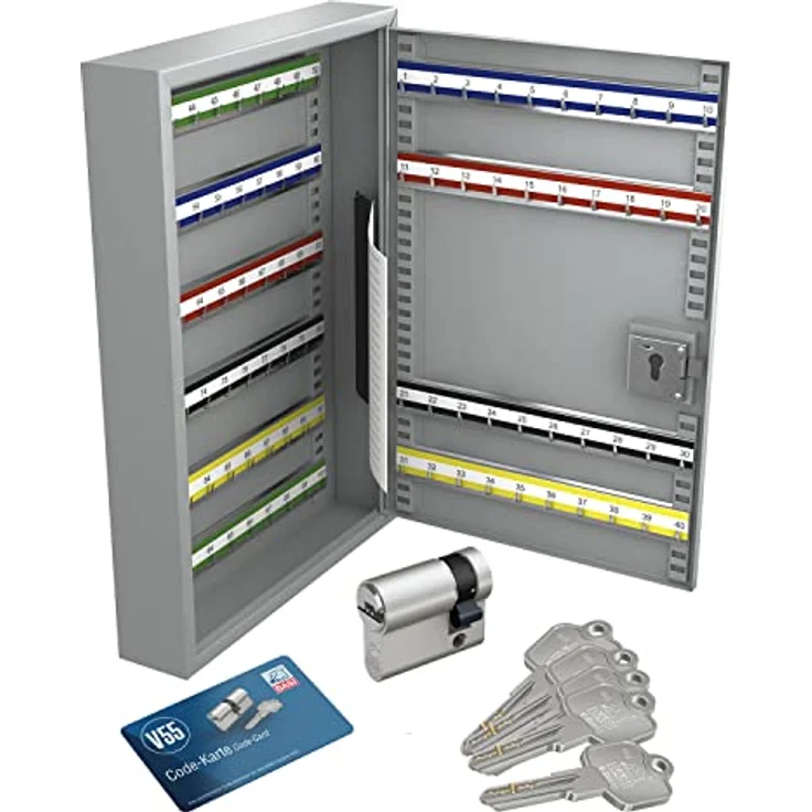 BASI Tresor Schlüsselschrank (Spar-Set) mit 100 Haken, PZ-Vorrichtung, H550xB380xT80 mm, Set inklusive Halbzylinder – Bild 1