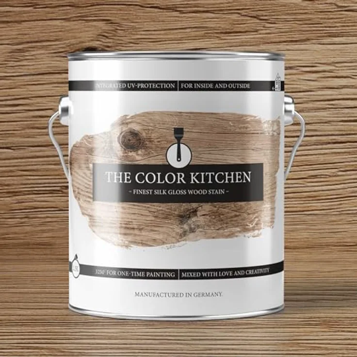 A.S. Création Holzschutzlasur Eiche seidenglänzend, wetterbeständige Holzlasur für Innen und Außen, 2,5 l - The Color Kitchen