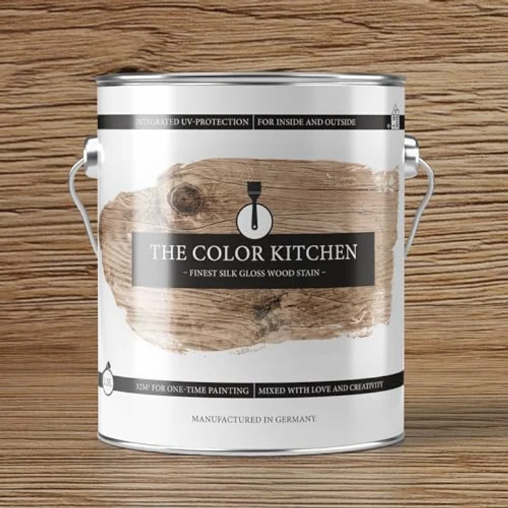 A.S. Création Holzschutzlasur Eiche seidenglänzend, wetterbeständige Holzlasur für Innen und Außen, 2,5 l - The Color Kitchen – Bild 1