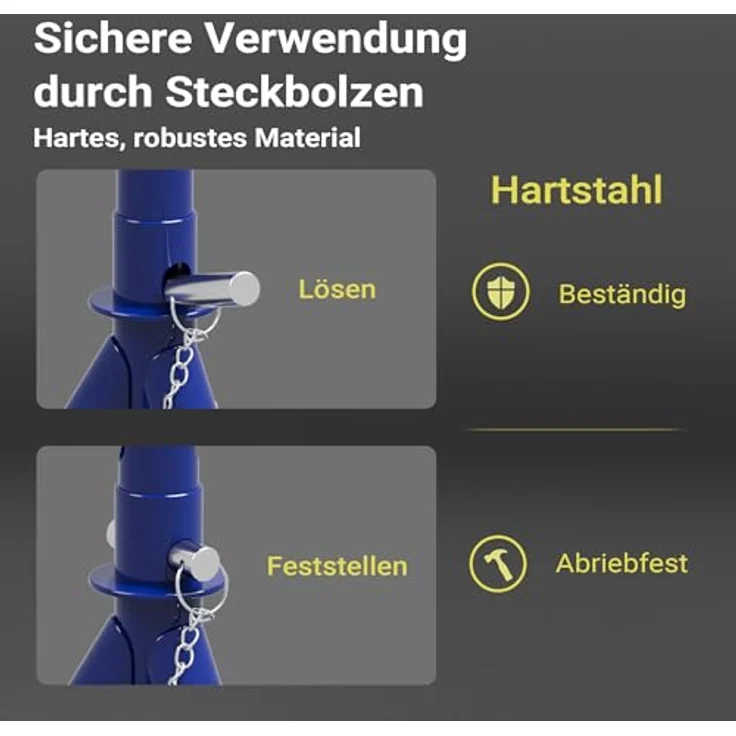 Wiltec XPOtool Set, Wagenheber und 2 Unterstellböcke bis 2 t Hubkraft, Hubhöhe 135-335 mm, Arbeitshöhe 270-365 mm, klappbar – Bild 5