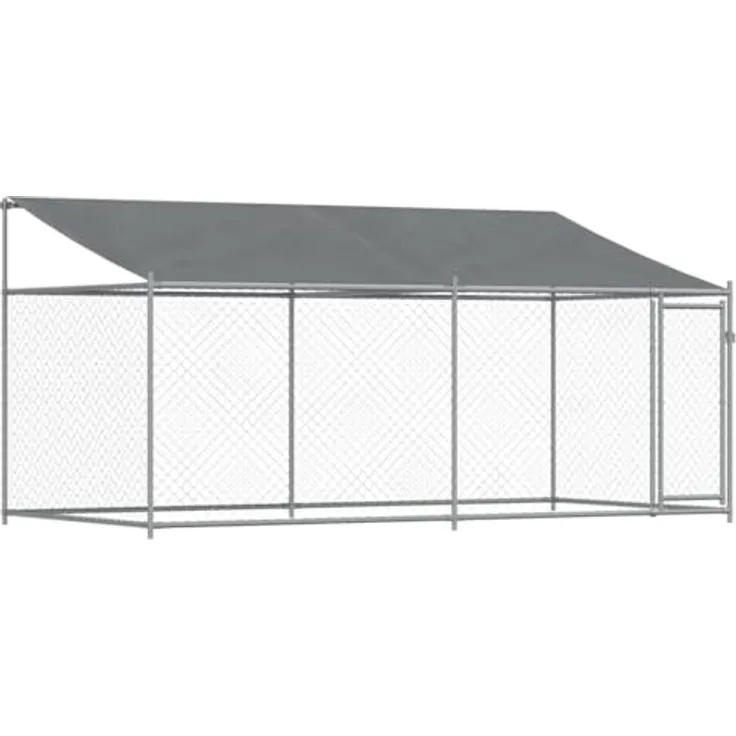 vidaXL Hundezwinger mit Dach und Tür Grau 4x2x2 m Verzinkter Stahl - Preisvergleich